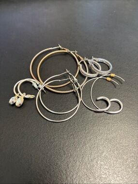 Bundle of Mixed Metal Hoop Earring Set - Silver & Gold Tones